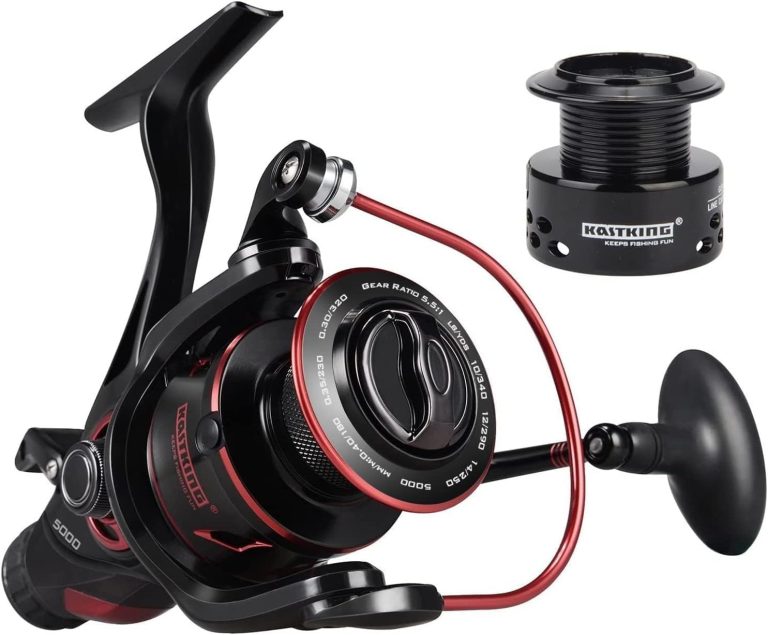 KastKing Sharky Baitfeeder III Spinning Reel 10+1 Shielded Stainless Steel BB – Carbon Fiber Drag for Live Liner Bait Fishing Action