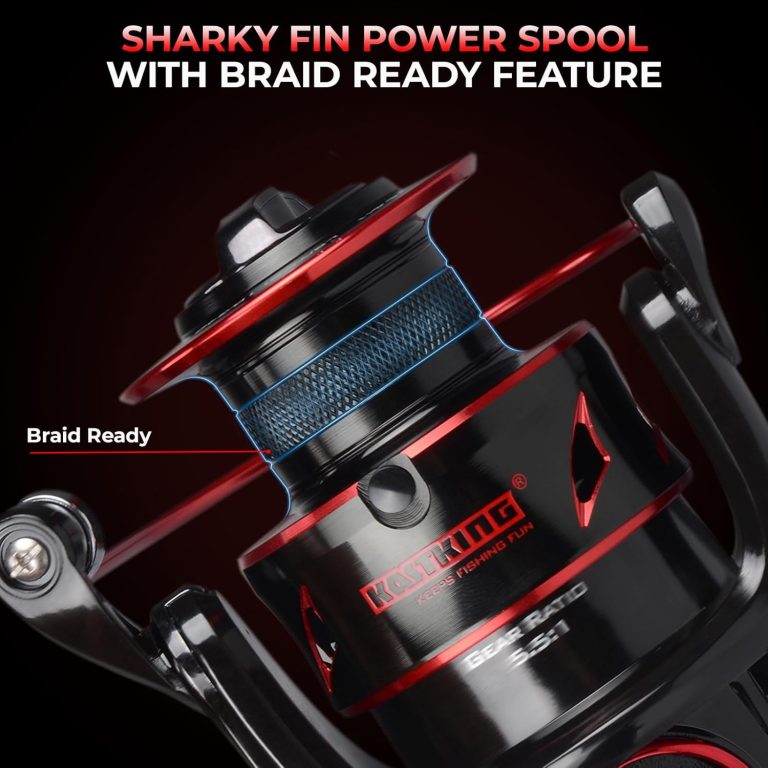 KastKing Sharky Baitfeeder III Spinning Reel 10+1 Shielded Stainless Steel BB – Carbon Fiber Drag for Live Liner Bait Fishing Action